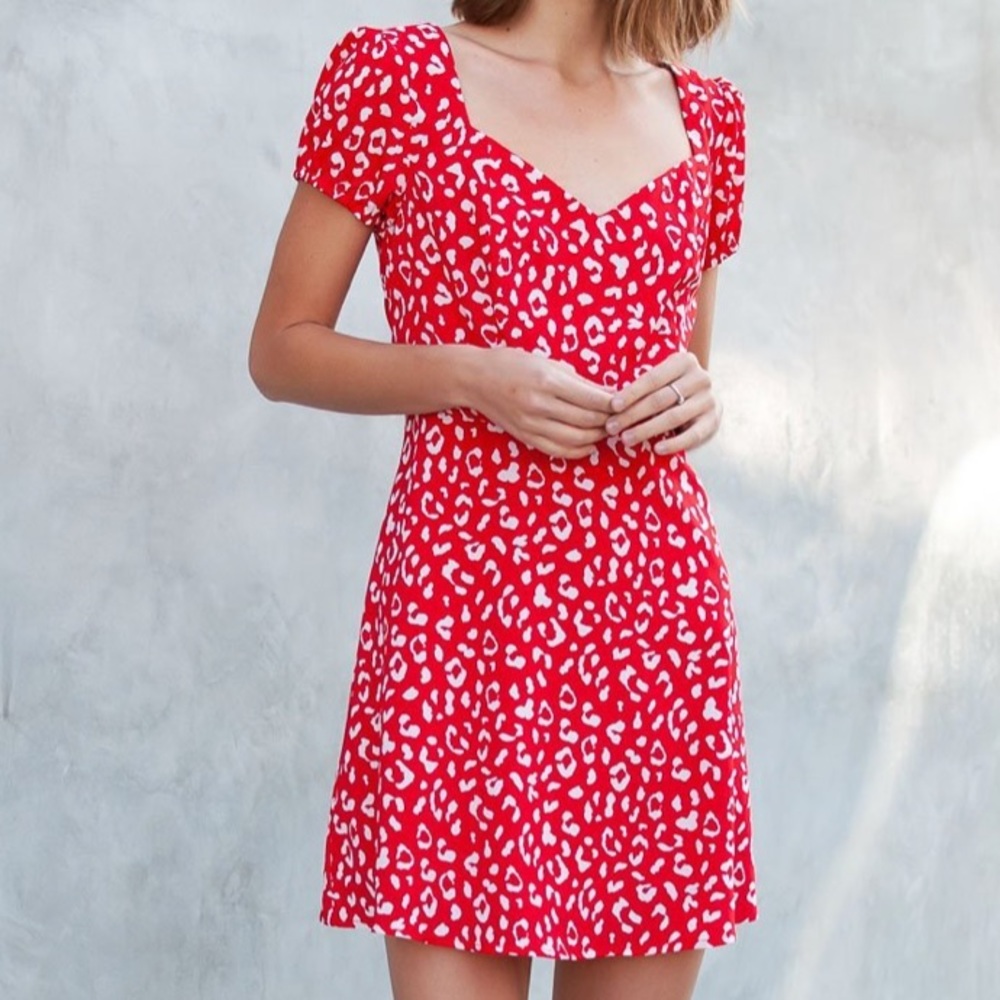 Red leopard skater dress